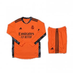 Real Madrid Fodboldtrøjer Målmand Børn Udebanesæt 2020/21 Langærmet